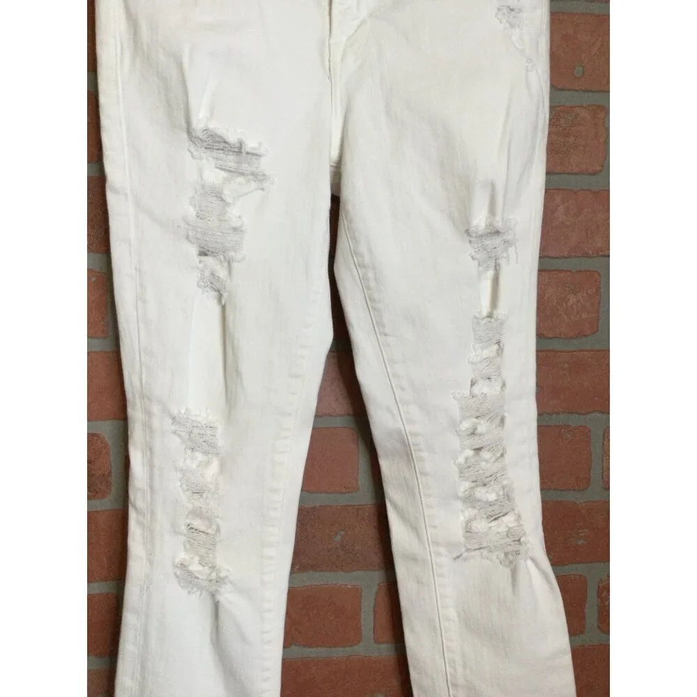 Frame Le Skinny De Jeanne White Distressed Denim Jeans Size 26